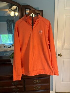 Cutter & Buck-Orange Quarter-Zip Pullover with Pebble Beach Logo